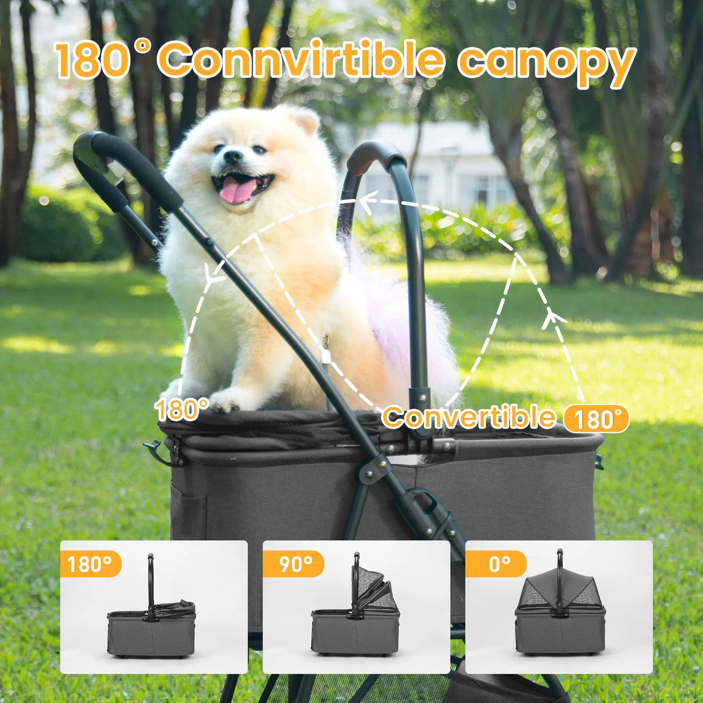 Wedyvko Luxury Detachable Pet Stroller with Cup Holder