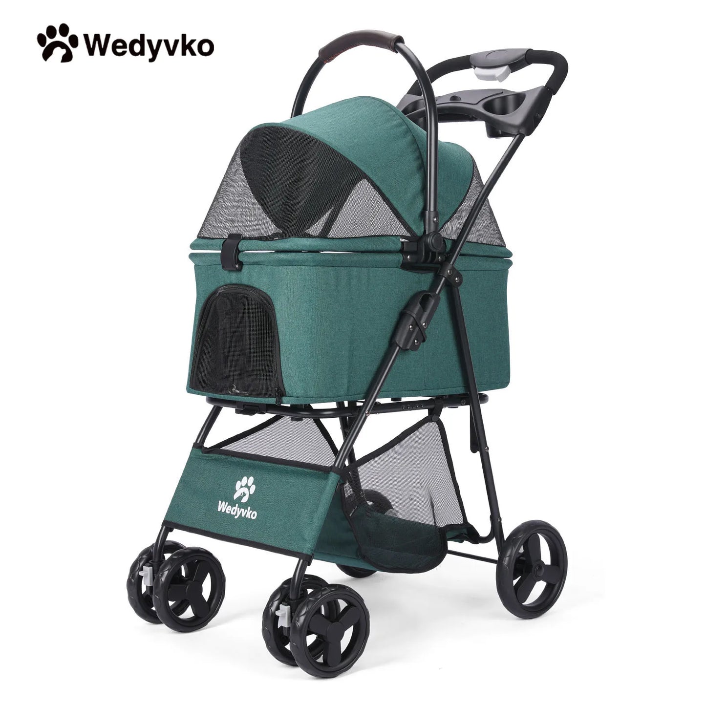Wedyvko Luxury Detachable Pet Stroller with Cup Holder