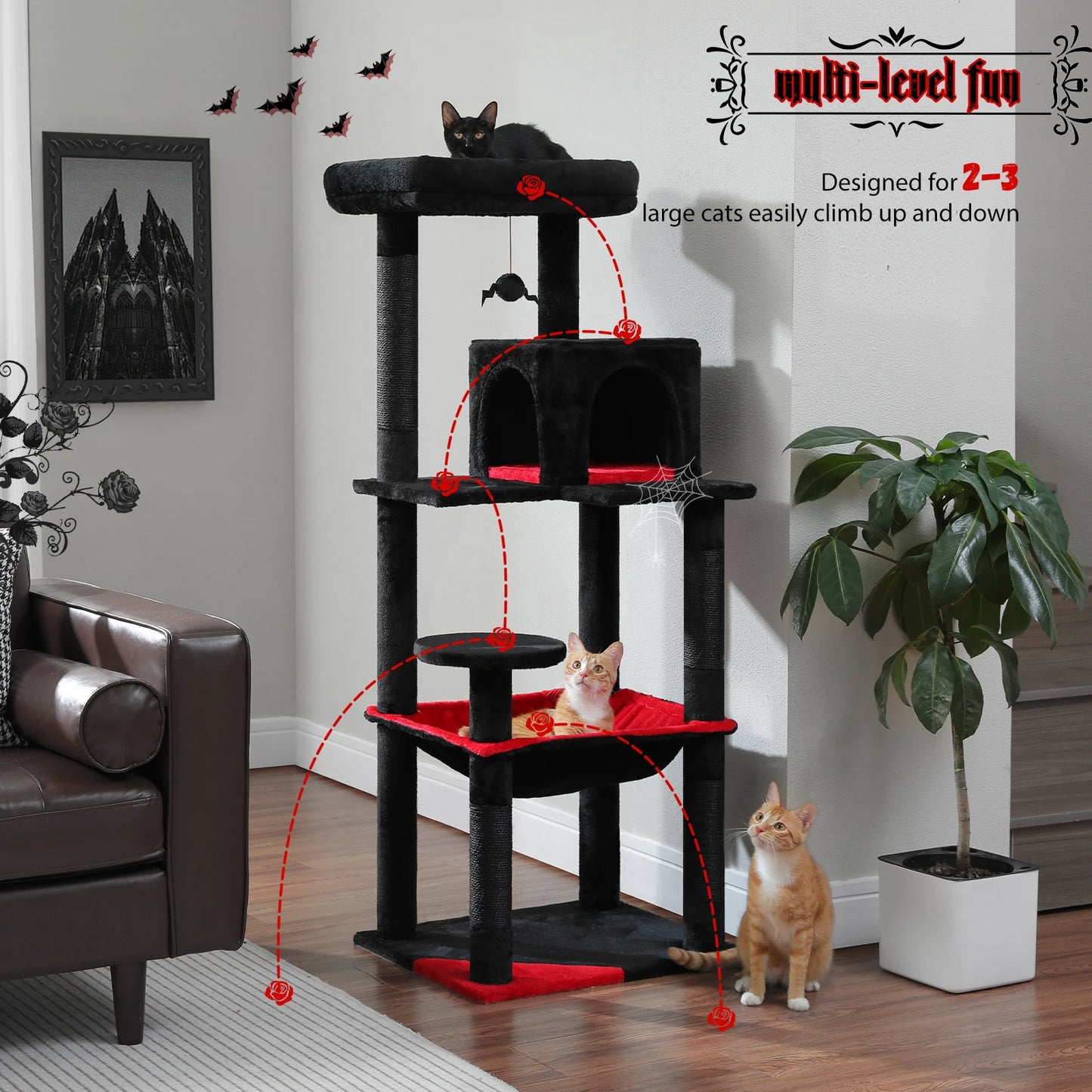 5-Level Cat Tree Tower with Hammock and Scratching Posts