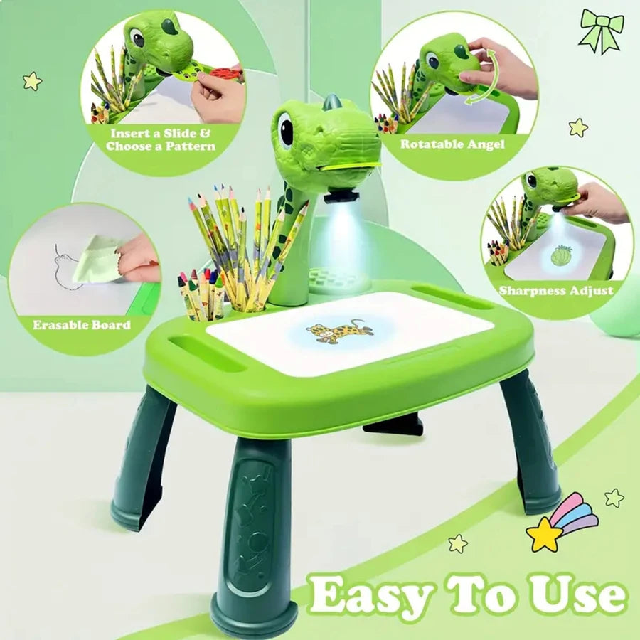 Dinosaur Painting Projector Drawing Board Art Toy for Kids
