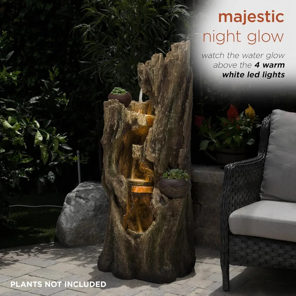 52 Inch LED Ground Fountain with Flower Pots for Garden