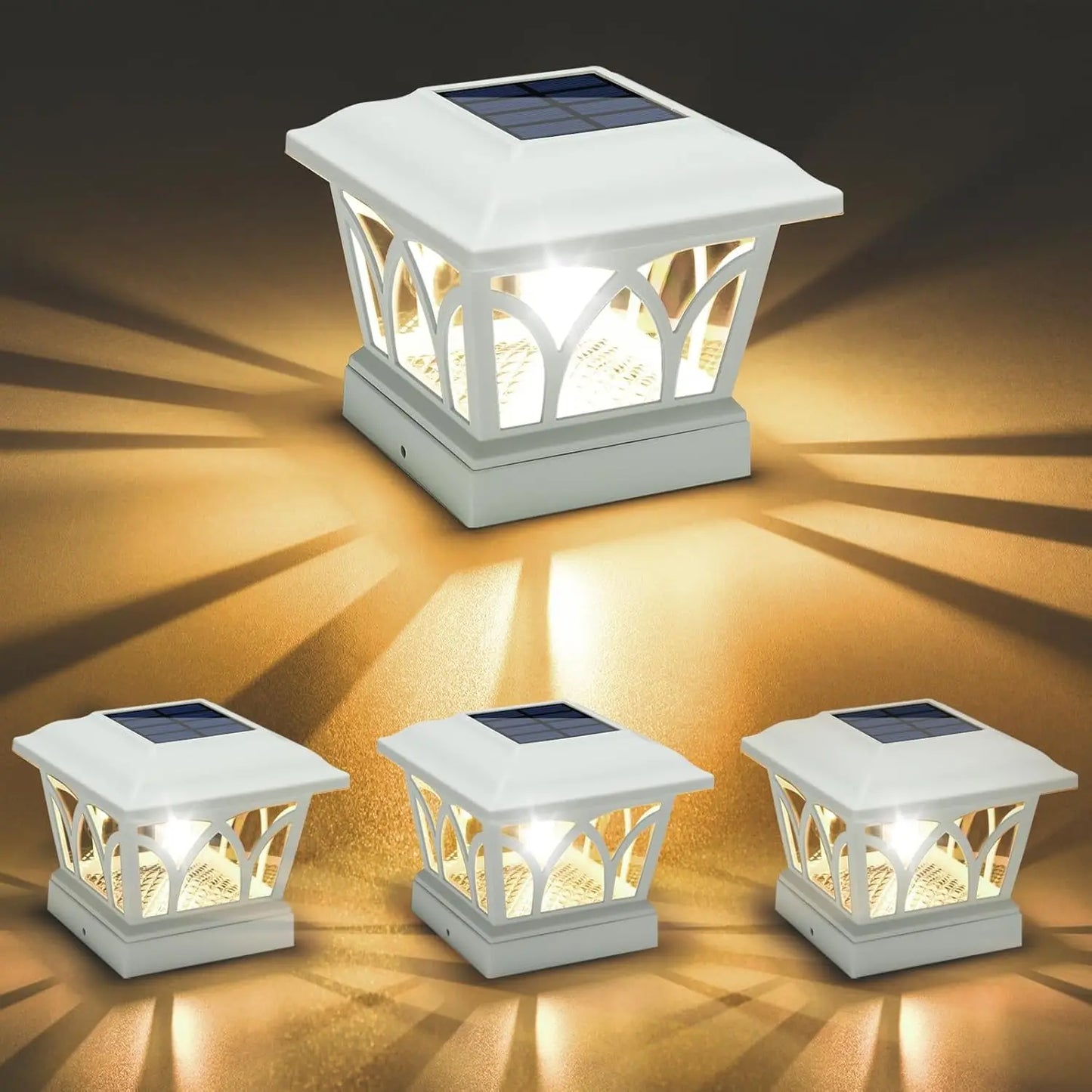 4 Pack Solar Post Lights with Edison Bulbs for Outdoor Use