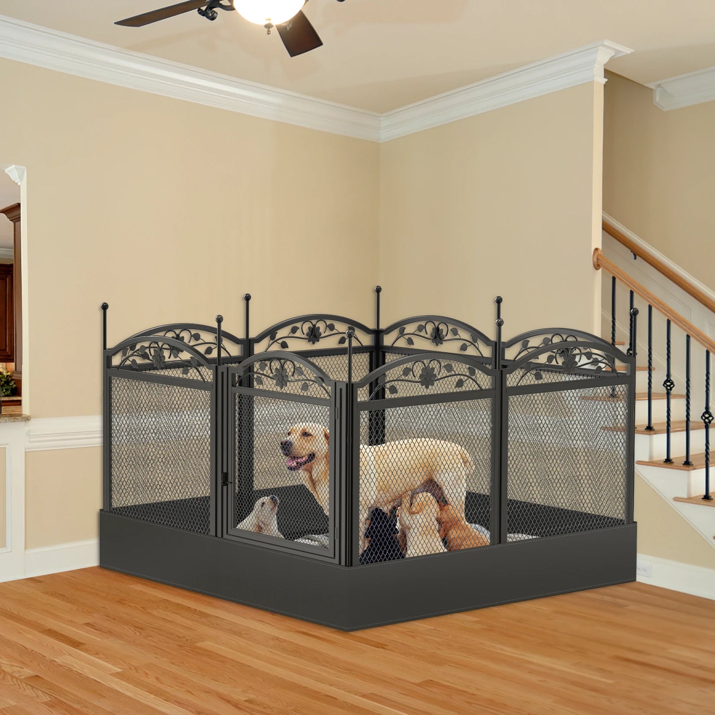 Heavy Duty Dog Playpen with Waterproof Pad for Indoor Outdoor