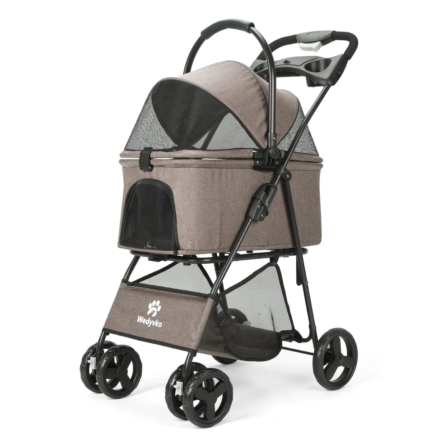 Wedyvko Luxury Detachable Pet Stroller with Cup Holder