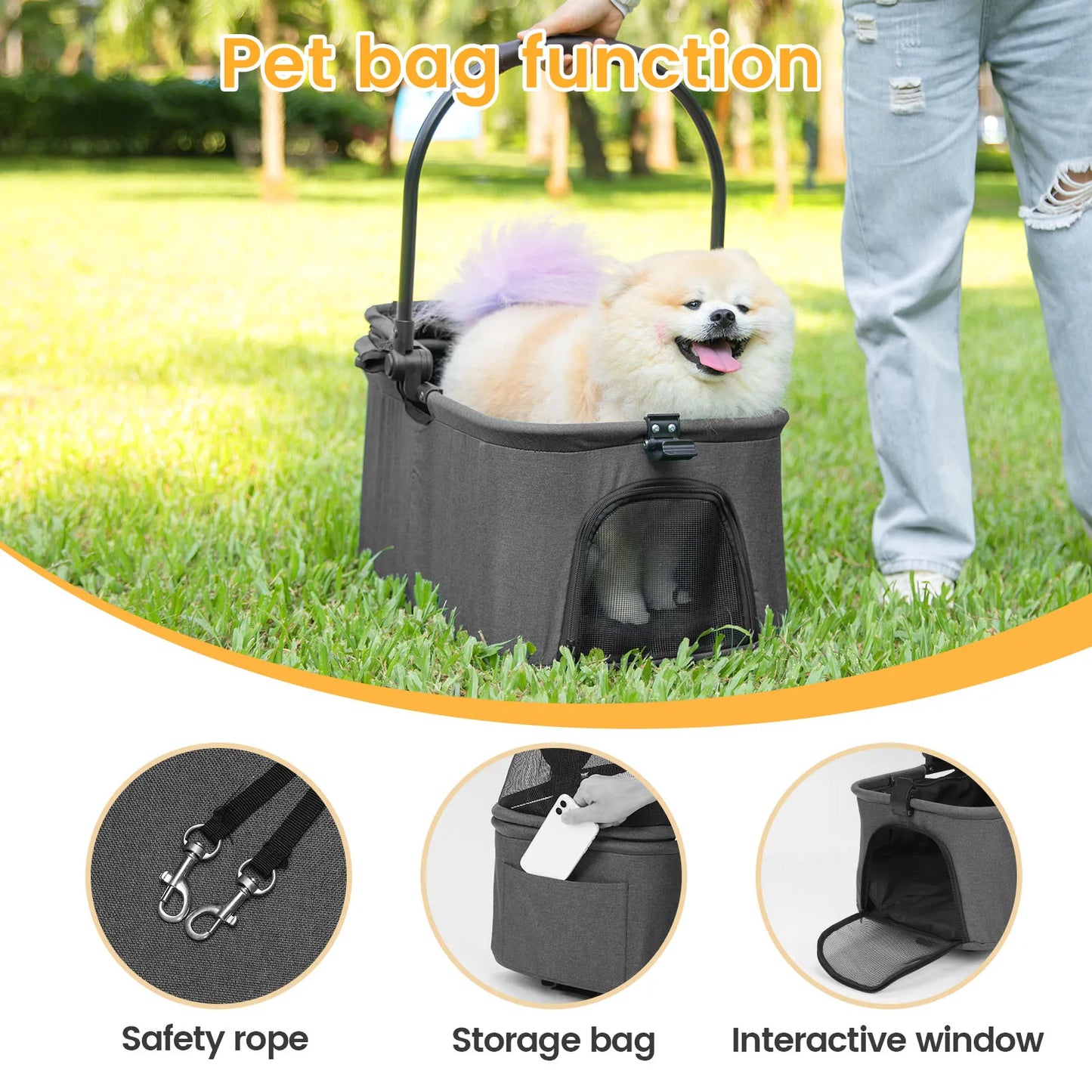 Wedyvko Luxury Detachable Pet Stroller with Cup Holder