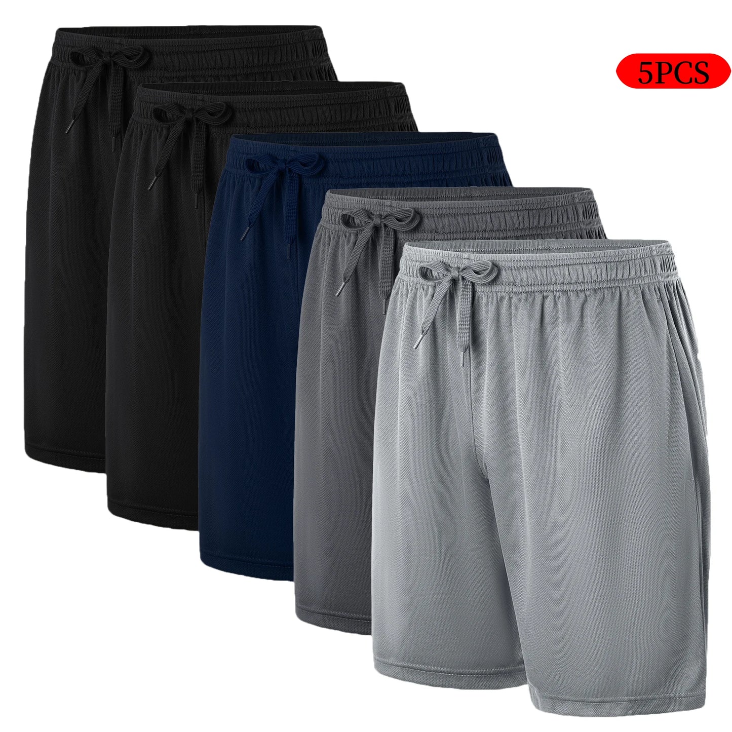 Men's Casual Drawstring Shorts 5 Piece Set for Summer