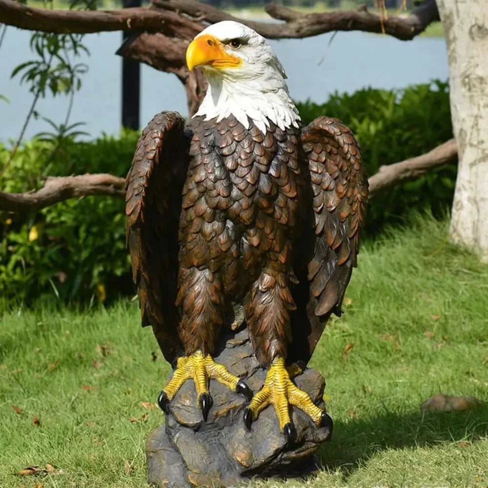 Hand-Painted Bald Eagle Statue for Garden Decor