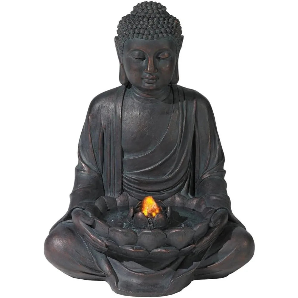 Meditating Buddha 24 Inch Zen Indoor Outdoor Fountain