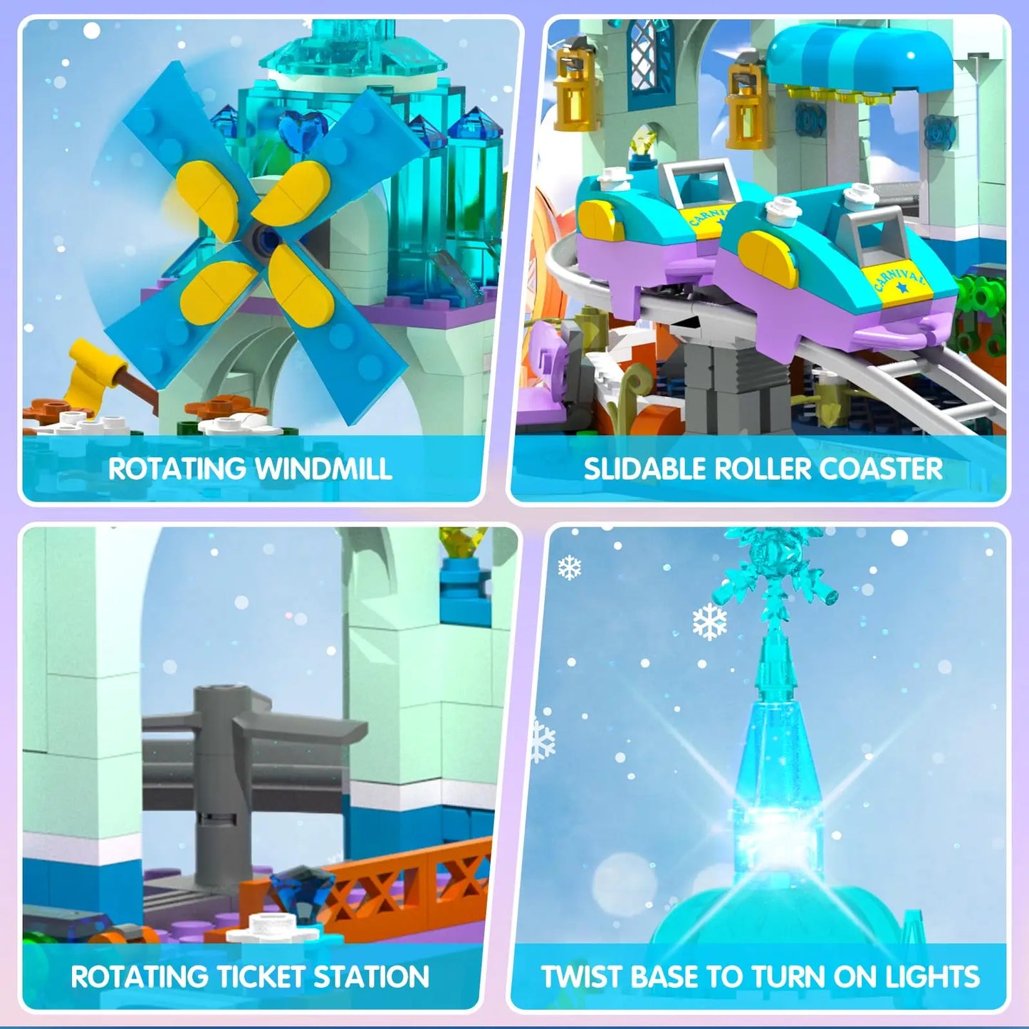 Frozen Roller Coaster Building Set With LED Lights For Kids