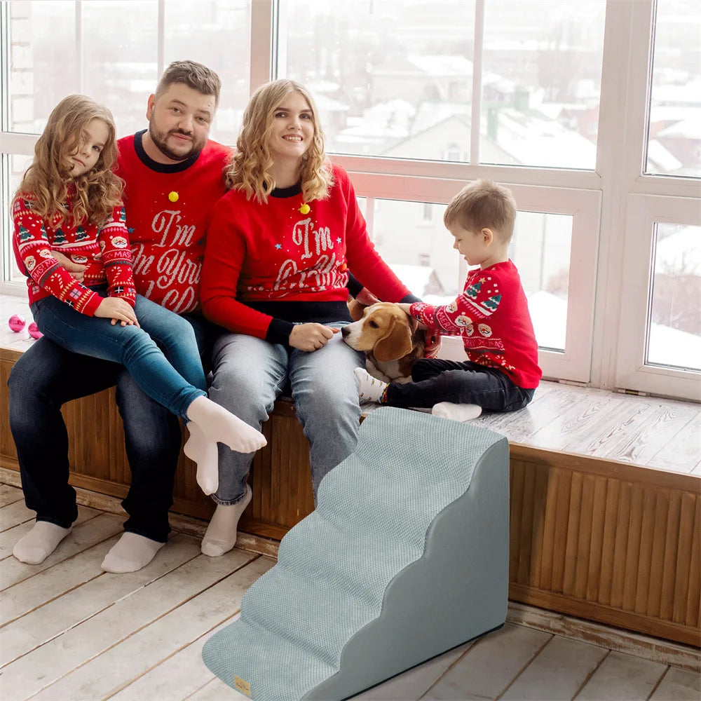 Five Step Dog Ramp Stairs for High Beds and Sofas Soft Foam