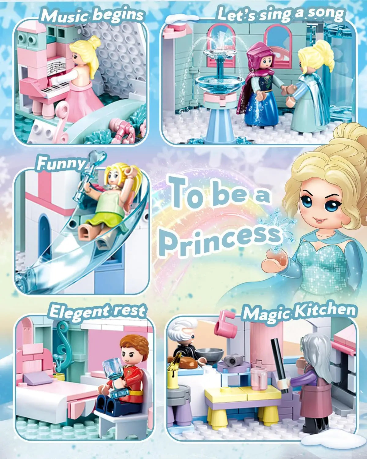 Frozen Magic Castle Building Blocks Set With Princess Figures