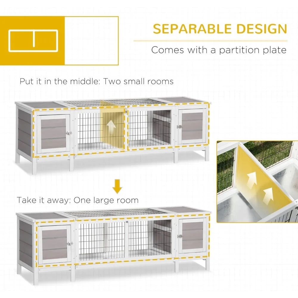 White Rabbit Hutch and Bunny Cage with Pull-Out Tray