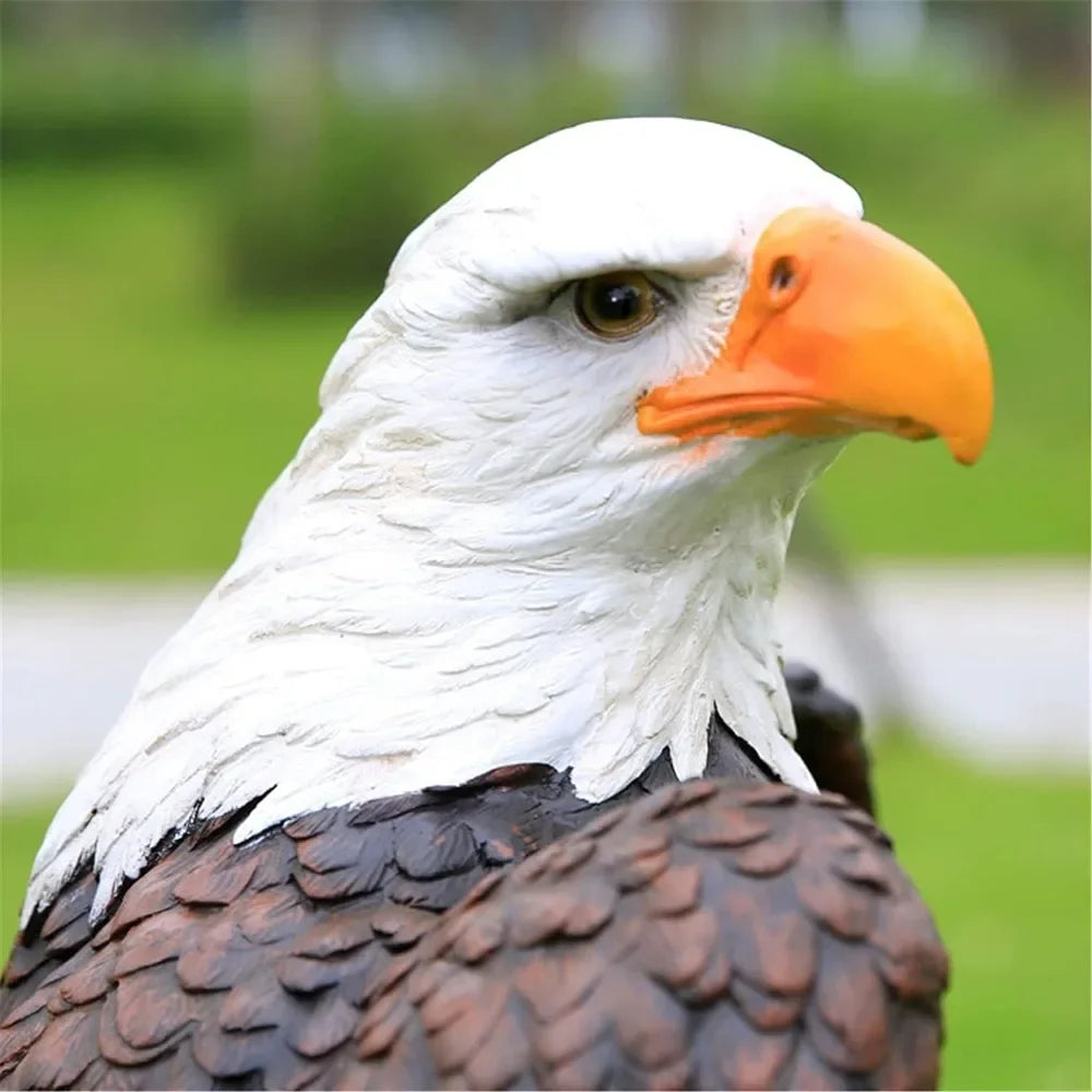 Hand-Painted Bald Eagle Statue for Garden Decor