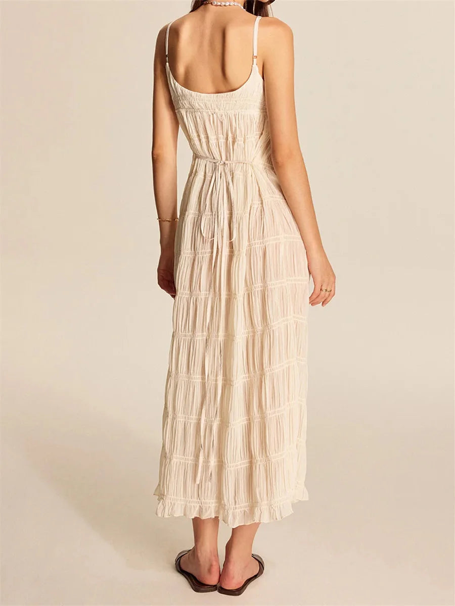 Elegant Floral Maxi Dress with Ruffle Hem for Summer