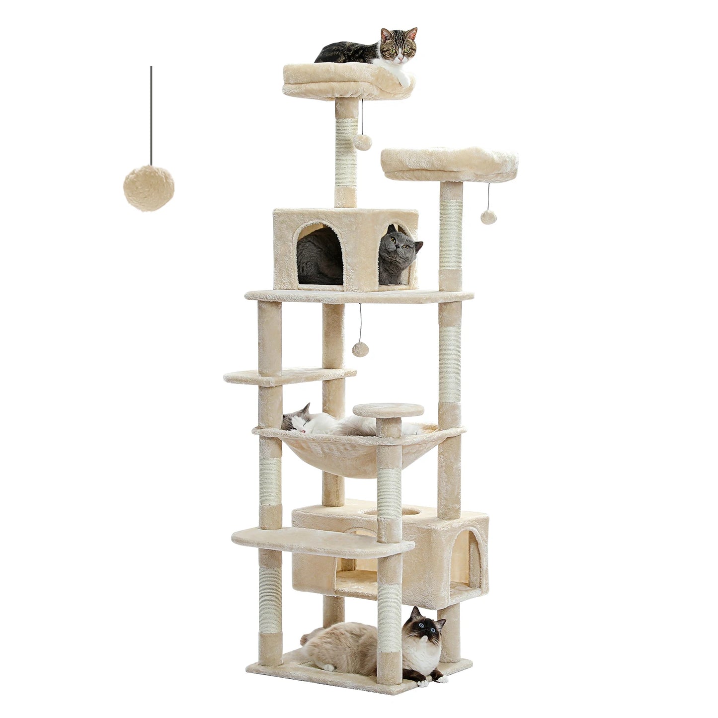 184CM Large Cat Tree Tower with Hammock and Scratching Posts