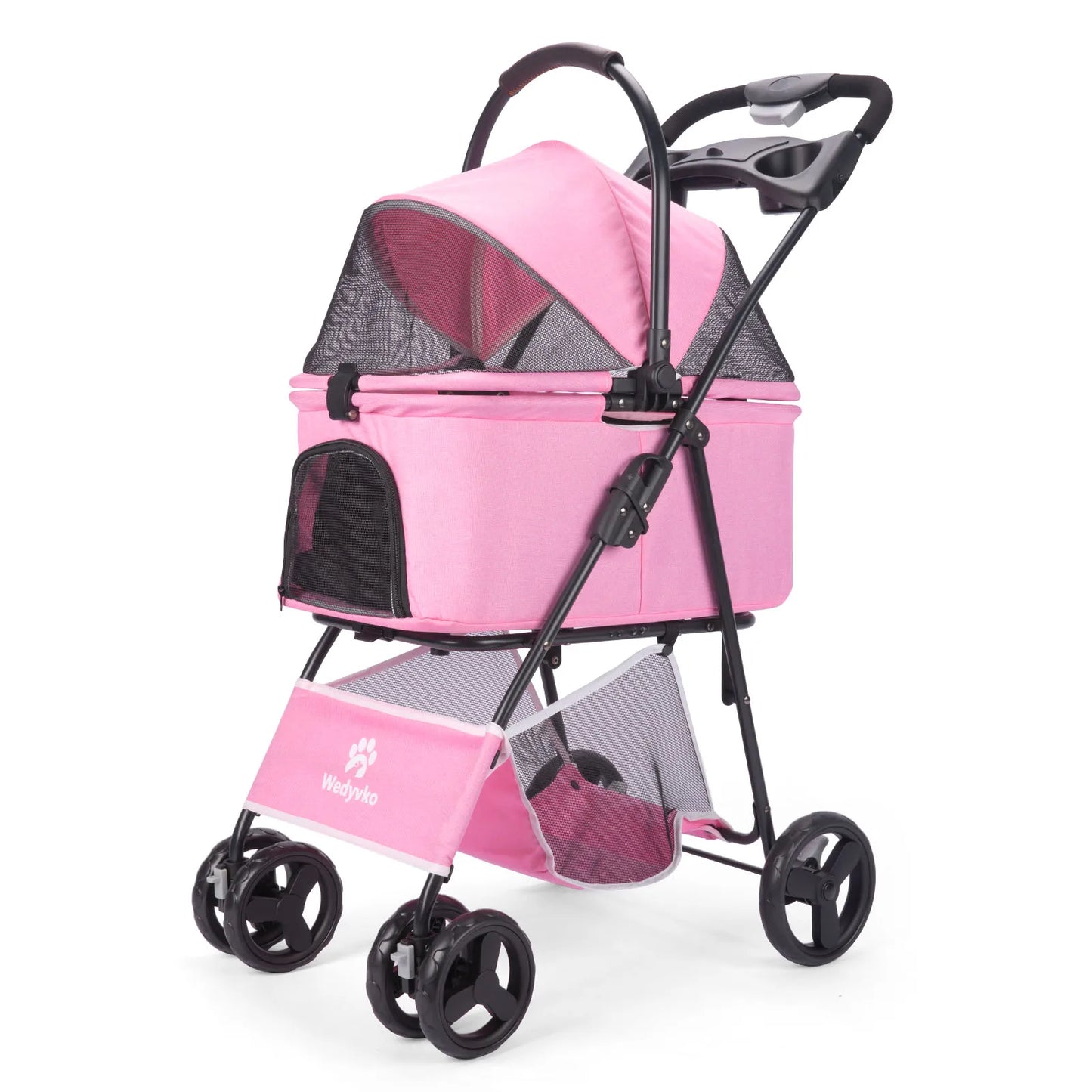 Wedyvko Luxury Detachable Pet Stroller with Cup Holder