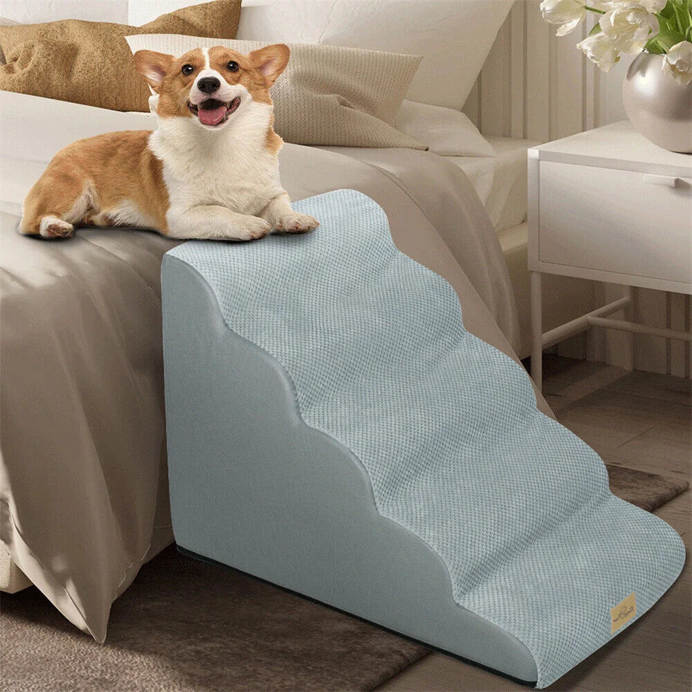 Five Step Dog Ramp Stairs for High Beds and Sofas Soft Foam