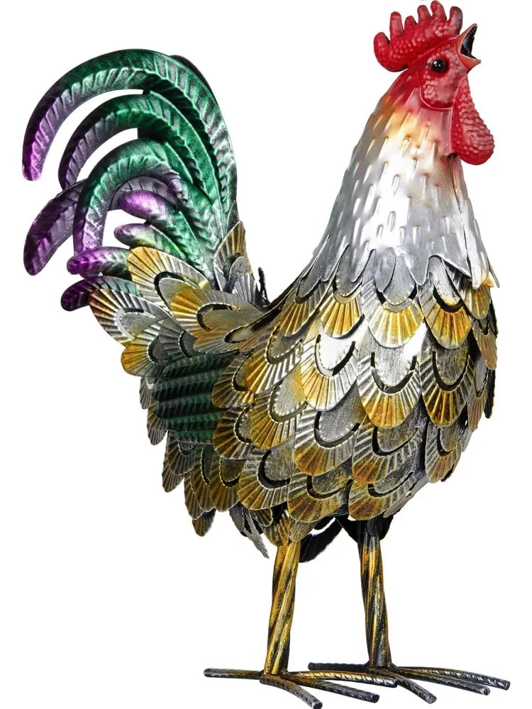 Metal Rooster Statues for Garden and Home Decor
