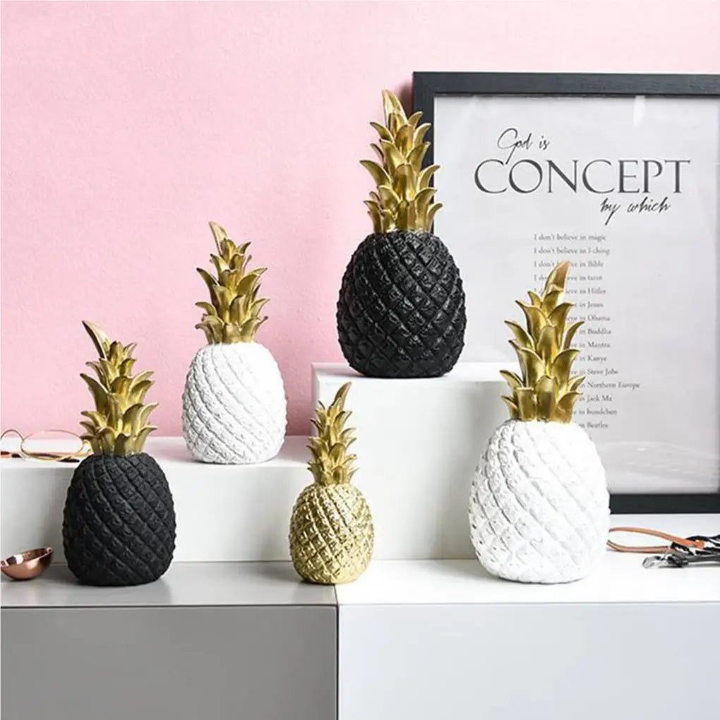 Nordic Golden Pineapple Resin Ornament for Modern Decor