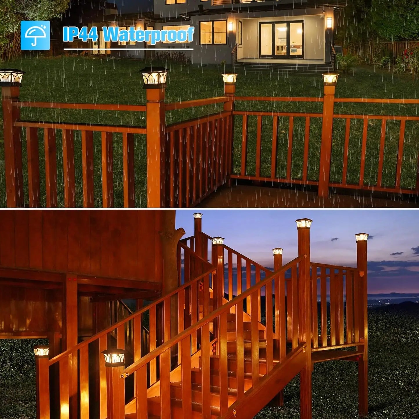 4 Pack Solar Post Lights with Edison Bulbs for Outdoor Use