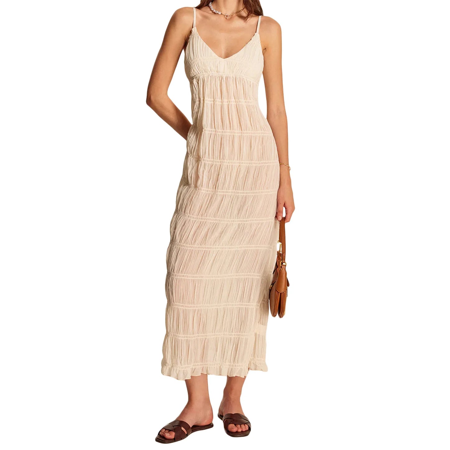 Elegant Floral Maxi Dress with Ruffle Hem for Summer