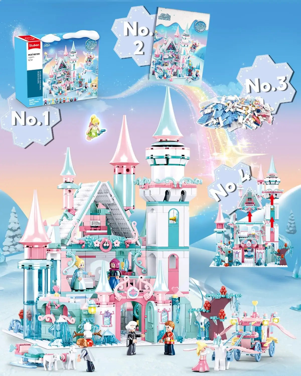 Frozen Magic Castle Building Blocks Set With Princess Figures