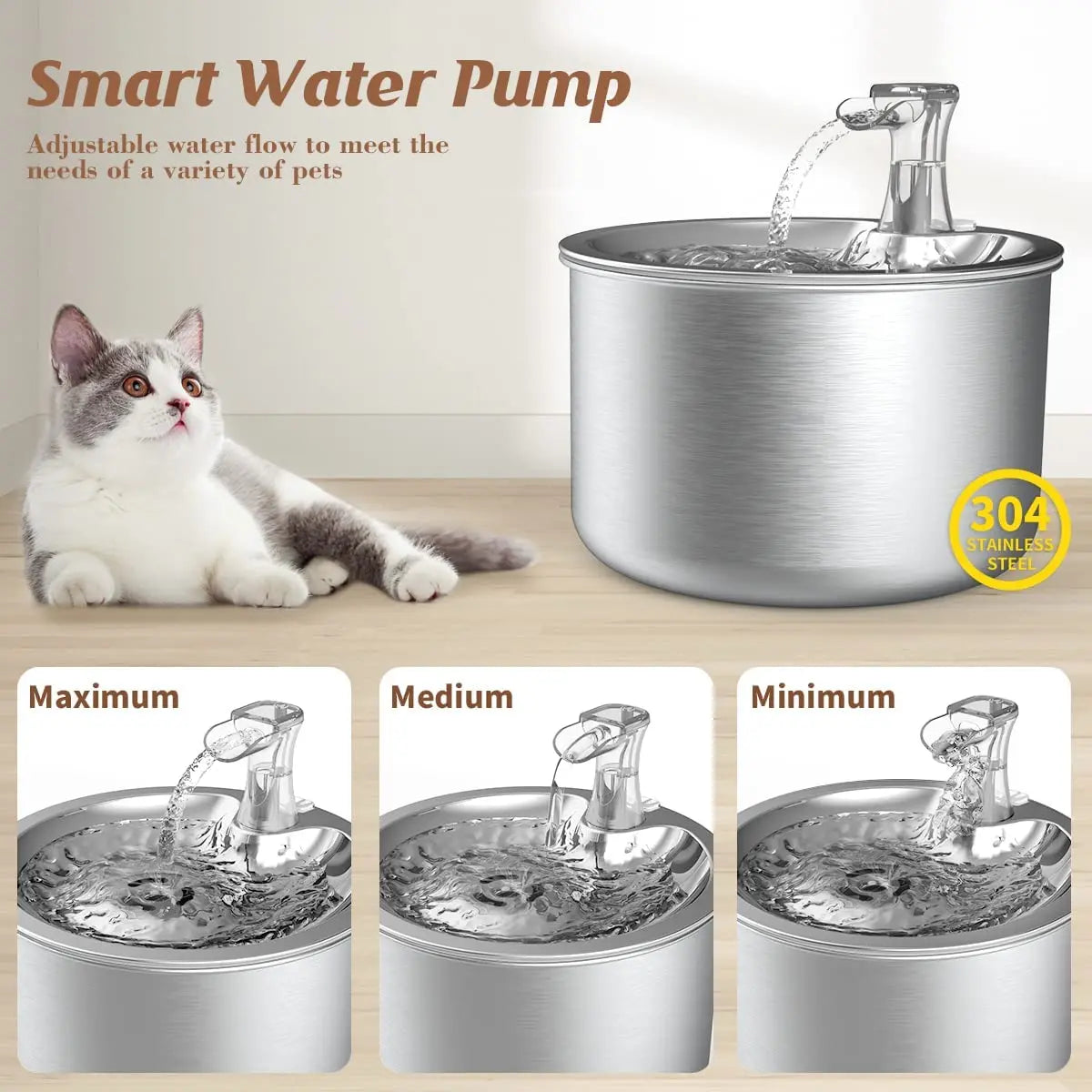 Automatic Stainless Steel Pet Water Dispenser Fountain 2L