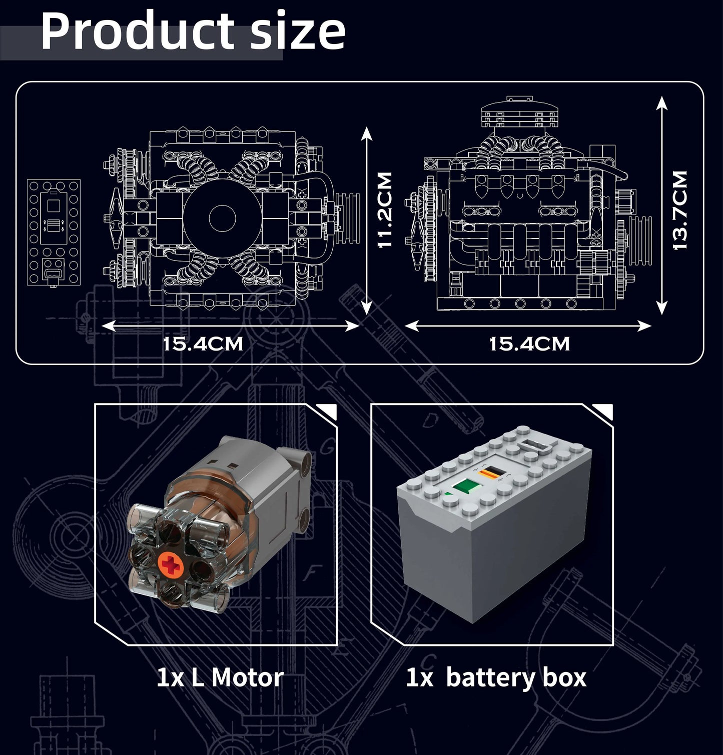 Mould King V8 Engine LSX454 Building Blocks Set 487 Pieces