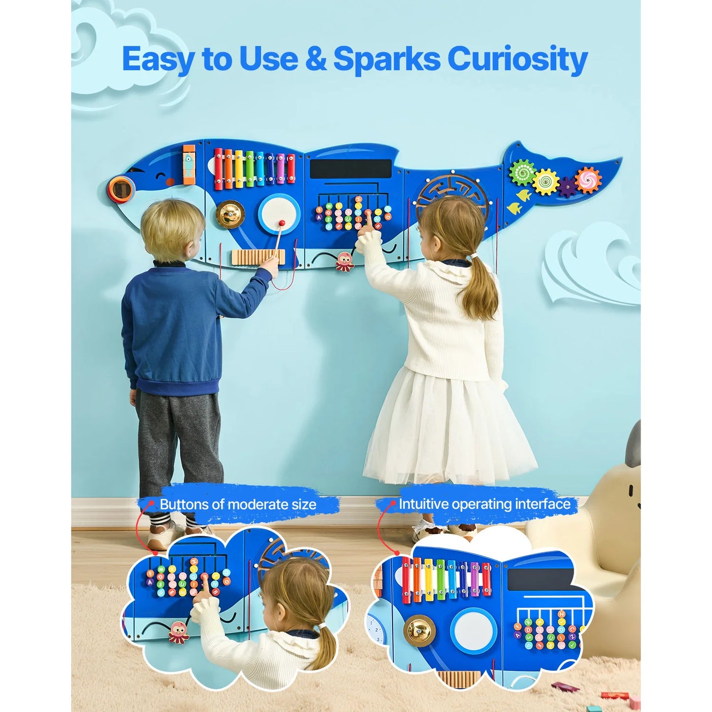 Orca Kids Wall Busy Board 12 Activities Montessori Toys