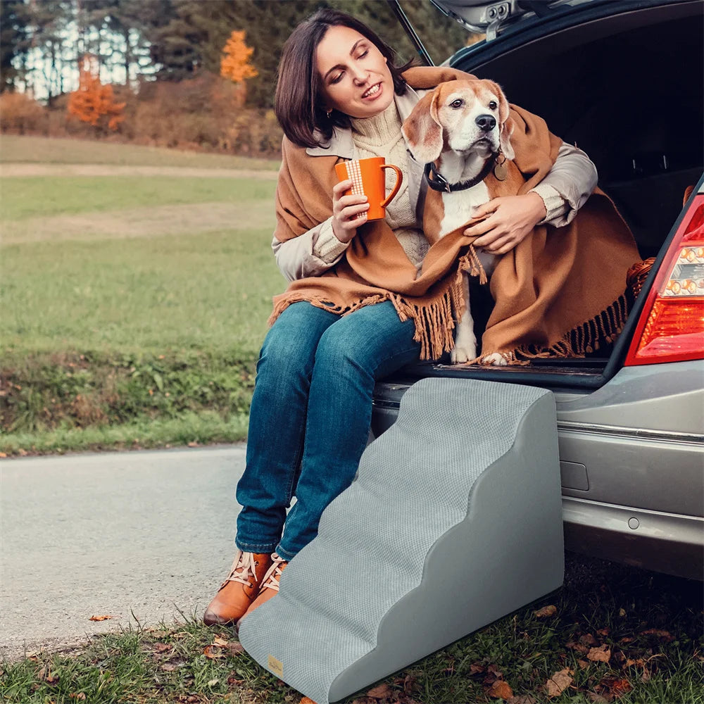 Five Step Dog Ramp Stairs for High Beds and Sofas Soft Foam