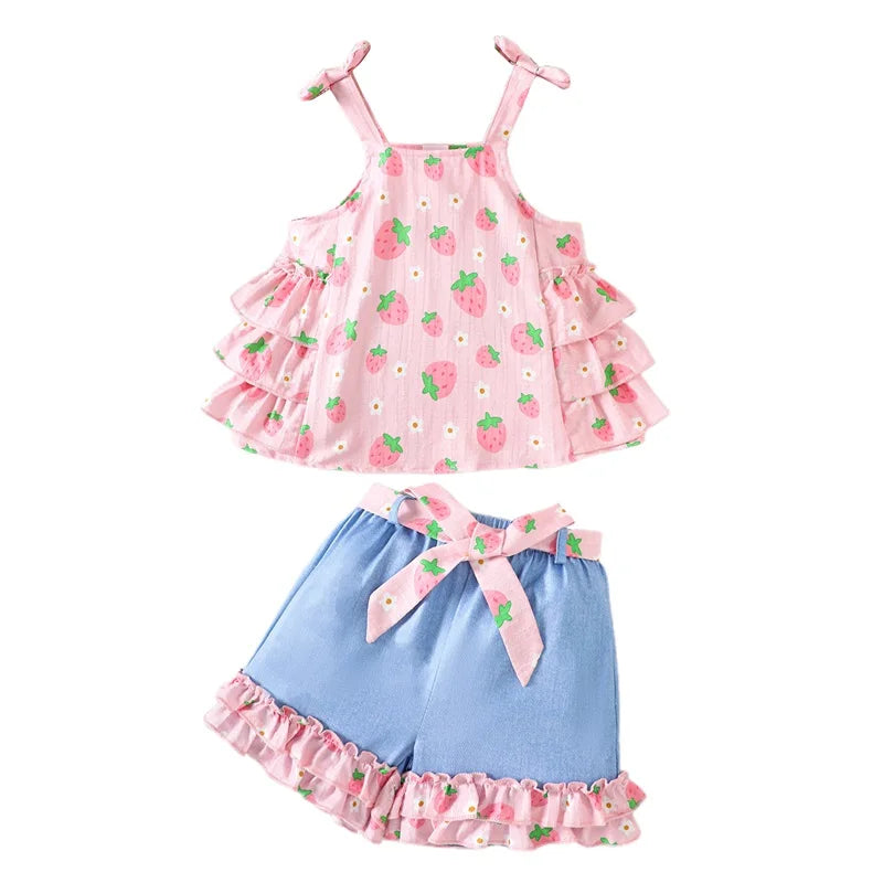 Adorable Baby Girl Floral Ruffle Top and Shorts Set
