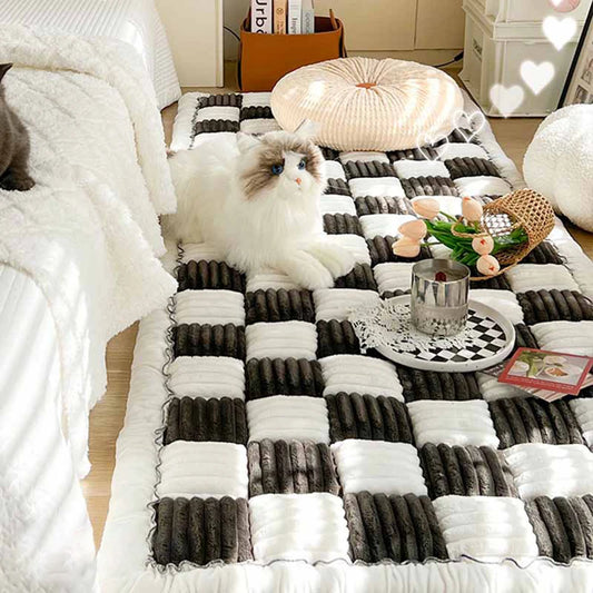 Large Plaid Dog Bed Mat Washable Anti-slip Couch Cover