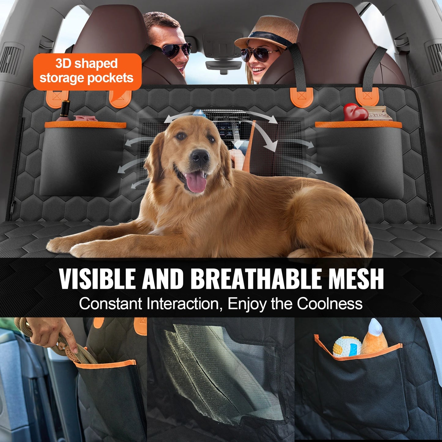 Back Seat Extender Dog Car Seat Cover with Mesh Window