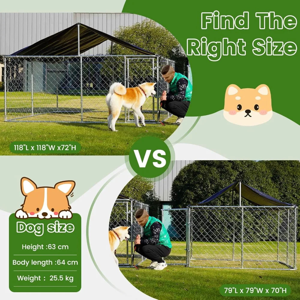 Heavy Duty Outdoor Dog Kennel Cage with Secure Lock