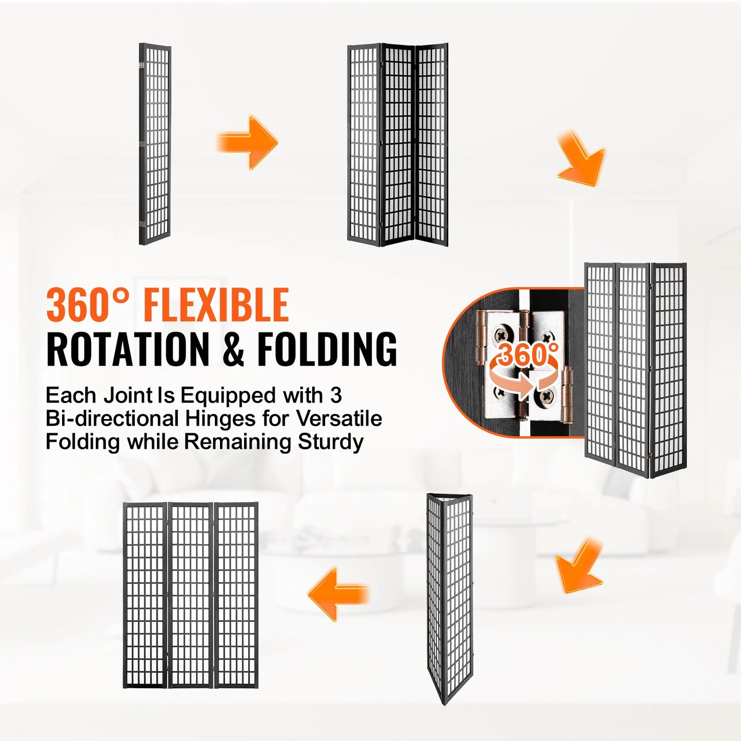 Wood Folding Privacy Screen 3 4 6 Panels Room Divider