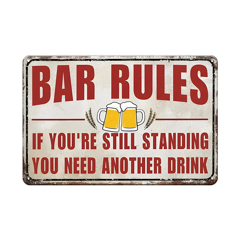 6pcs Vintage Beer Metal Tin Signs for Home Bar Decor