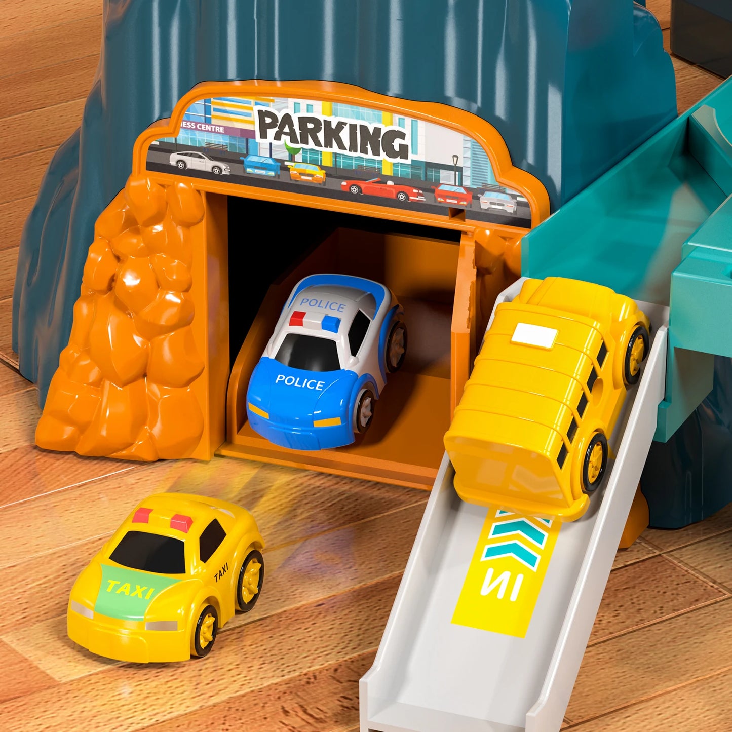 Boys Dinosaur Race Track Playset with Mini Cars for Kids