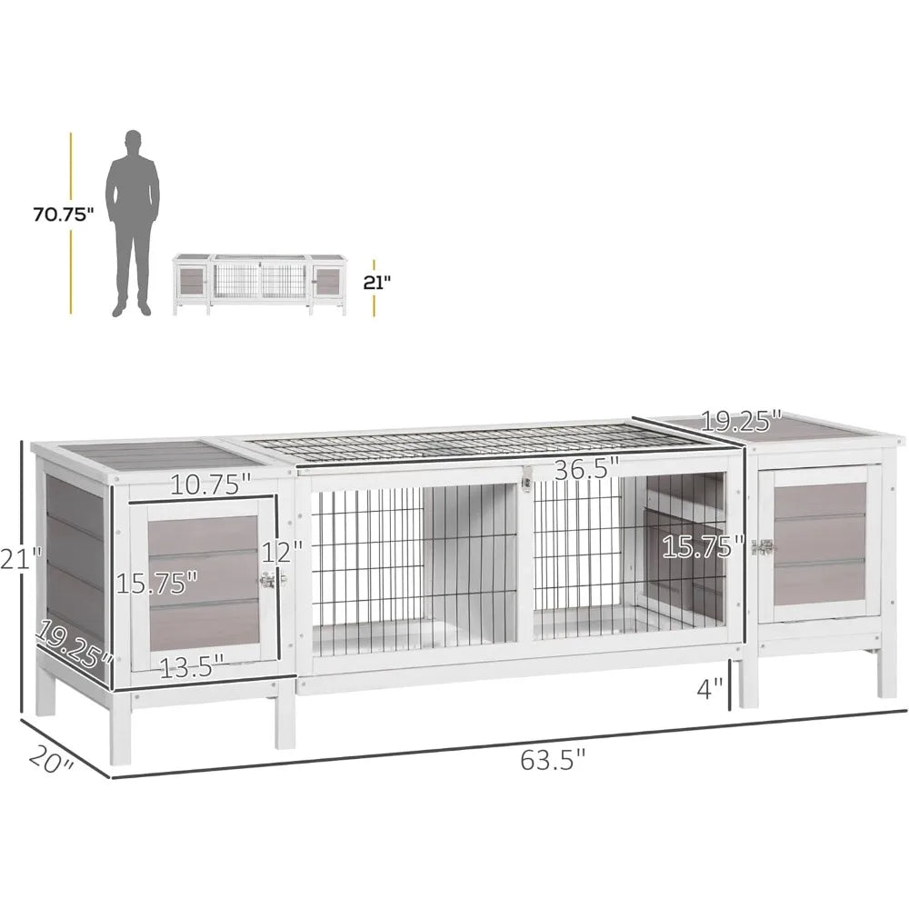 White Rabbit Hutch and Bunny Cage with Pull-Out Tray