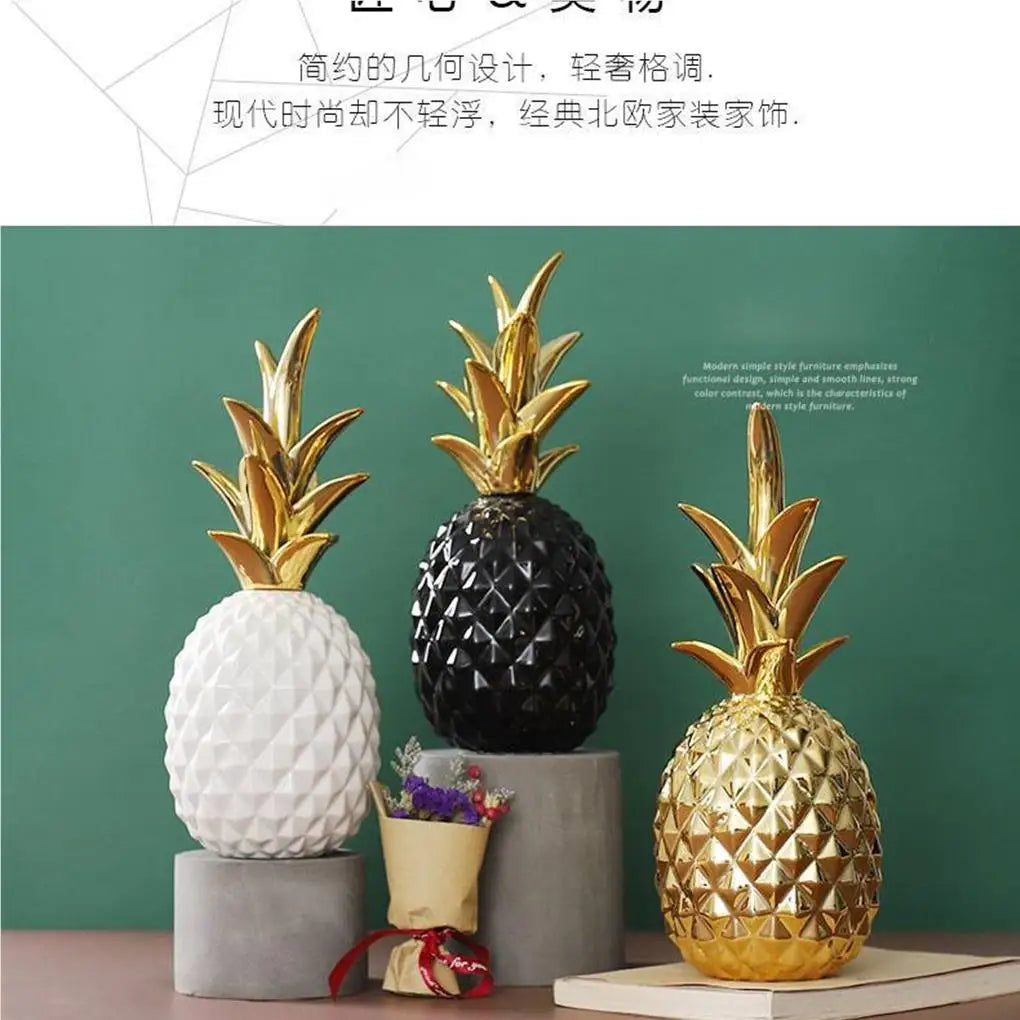 Nordic Golden Pineapple Resin Ornament for Modern Decor