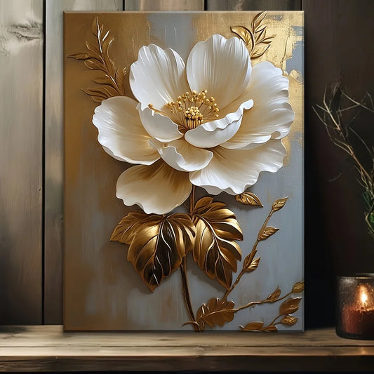 Elegant White Floral Canvas Art for Home or Office Decor