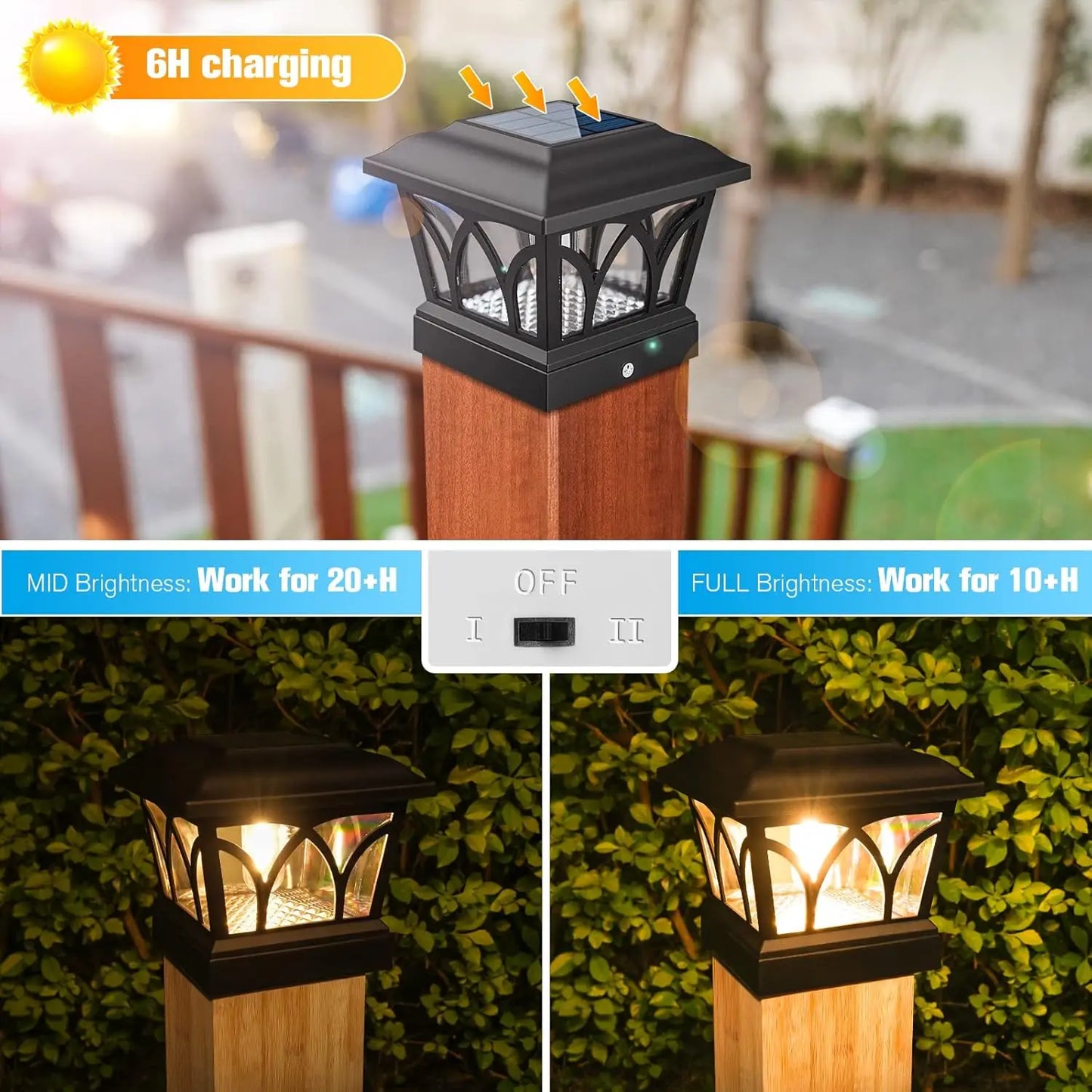 4 Pack Solar Post Lights with Edison Bulbs for Outdoor Use