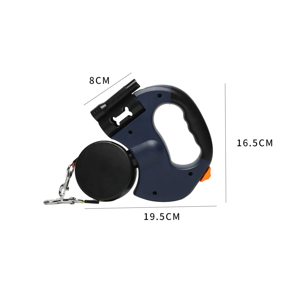 Retractable Dual Dog Leash with LED Light and Reflective Leads