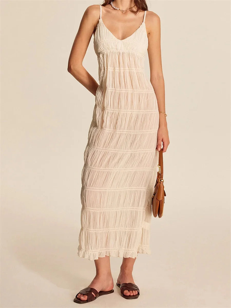 Elegant Floral Maxi Dress with Ruffle Hem for Summer