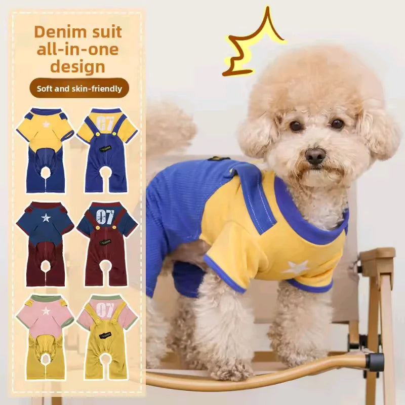 Soft Cotton Dog Jumpsuit Romper for Small Medium Dogs
