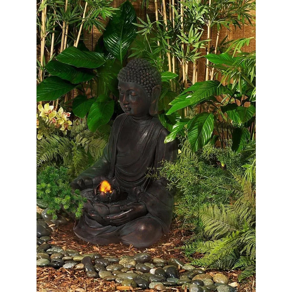 Meditating Buddha 24 Inch Zen Indoor Outdoor Fountain