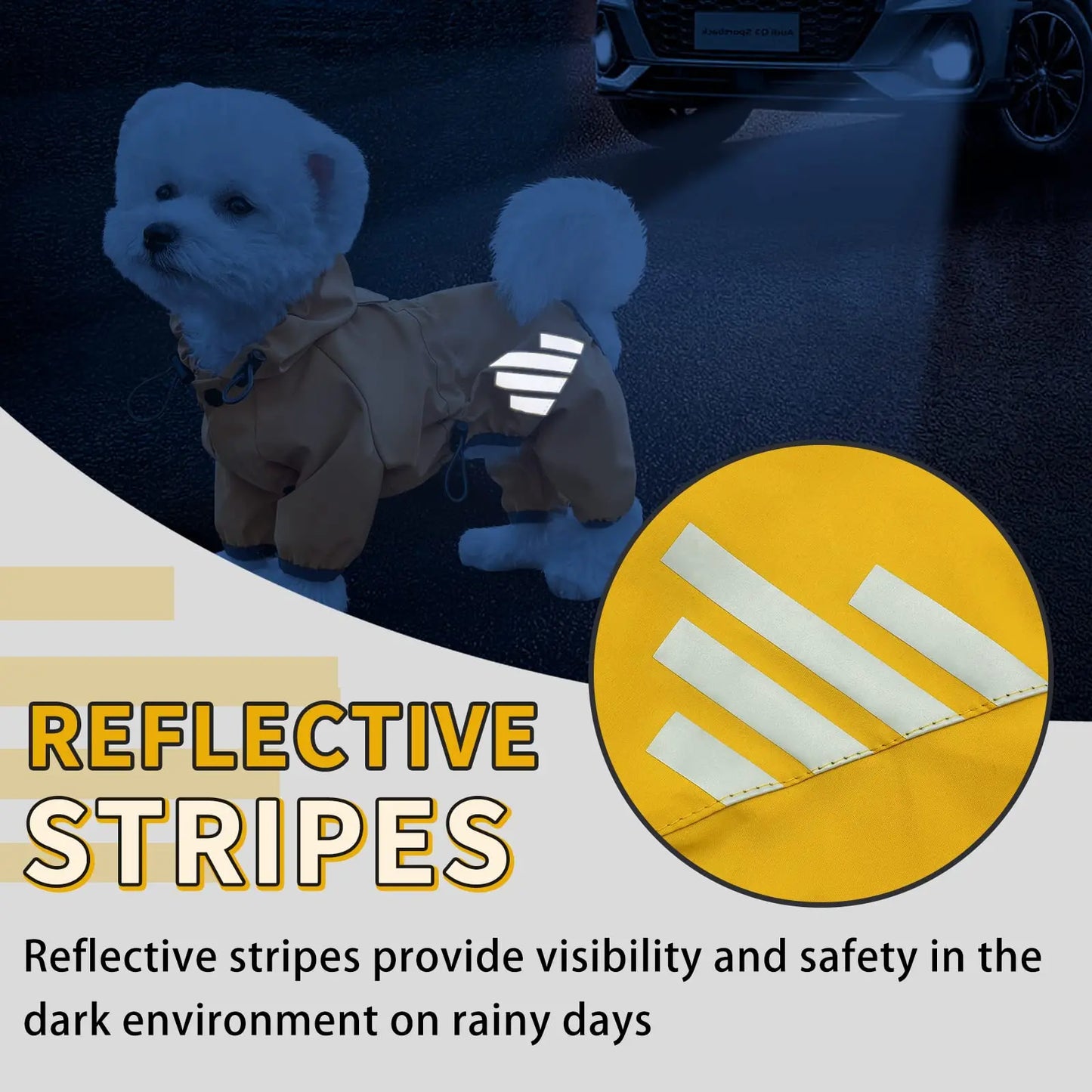 Waterproof Dog Raincoat with Hood and Leash Hole