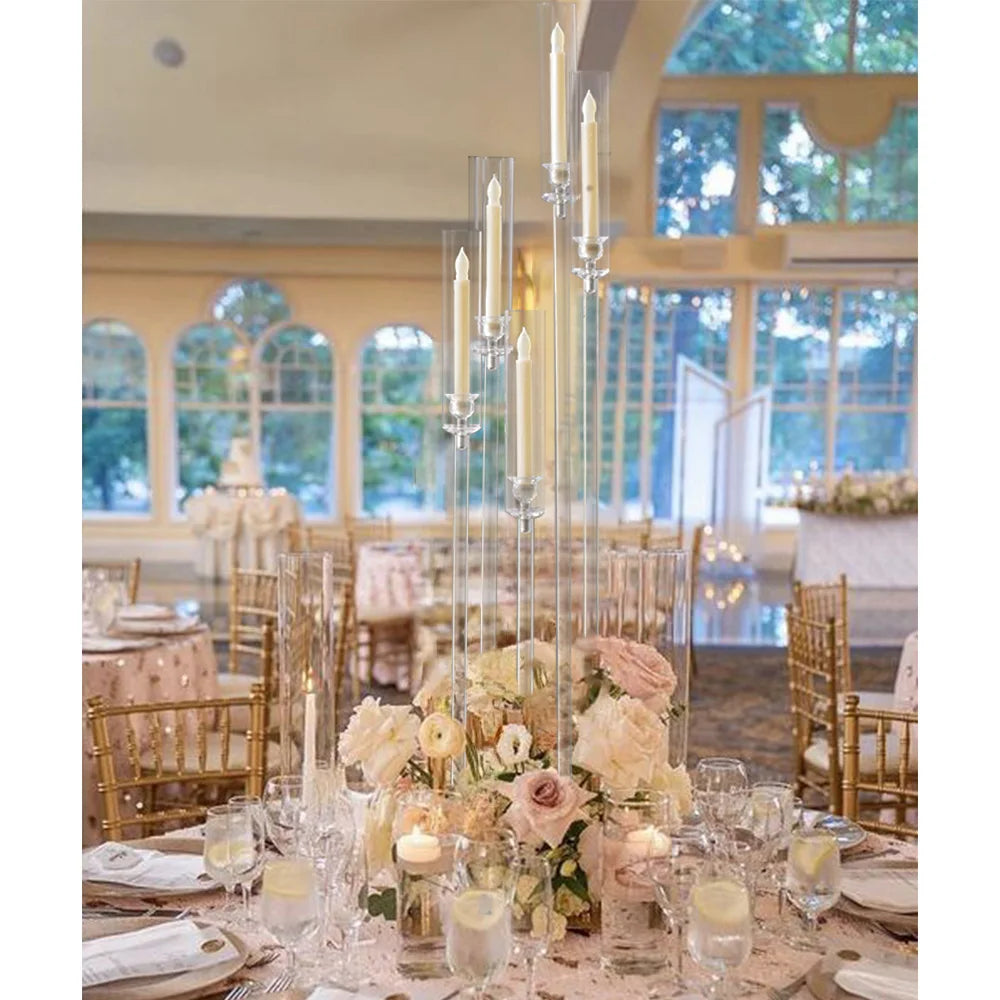 Acrylic 5 Arm Floor Candelabra Wedding Centerpiece