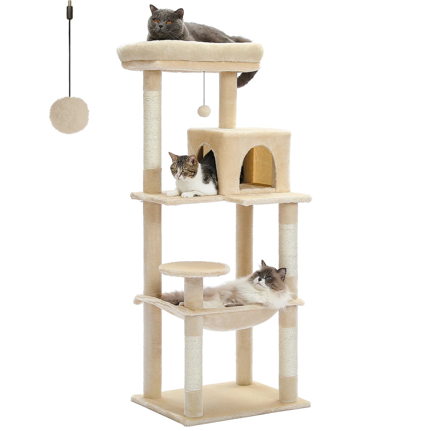 5-Level Cat Tree Tower with Hammock and Scratching Posts