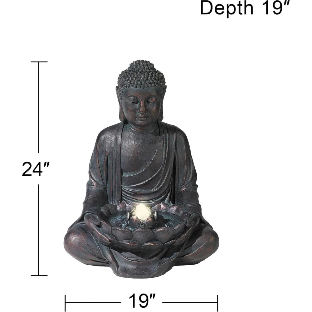 Meditating Buddha 24 Inch Zen Indoor Outdoor Fountain