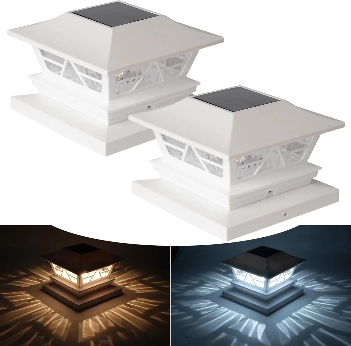 4 Pack Solar Outdoor Fence Post Lights Color Changing